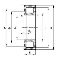 Բ NUP2324-E-M1,  DIN 5412-1 ׼Ҫߴ, λ, ɷ, ּ