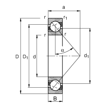 ǽӴ 7334-B-MP,  DIN 628-1 ׼Ҫߴ磬Ӵ  = 40