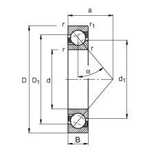 ǽӴ 71811-B-TVH,  DIN 628-1 ׼Ҫߴ磬Ӵ  = 40