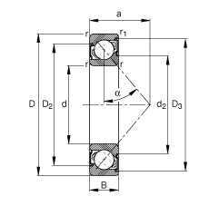 ǽӴ 7210-B-2RS-TVP,  DIN 628-1 ׼Ҫߴ磬Ӵ  = 40㣬ഽܷ